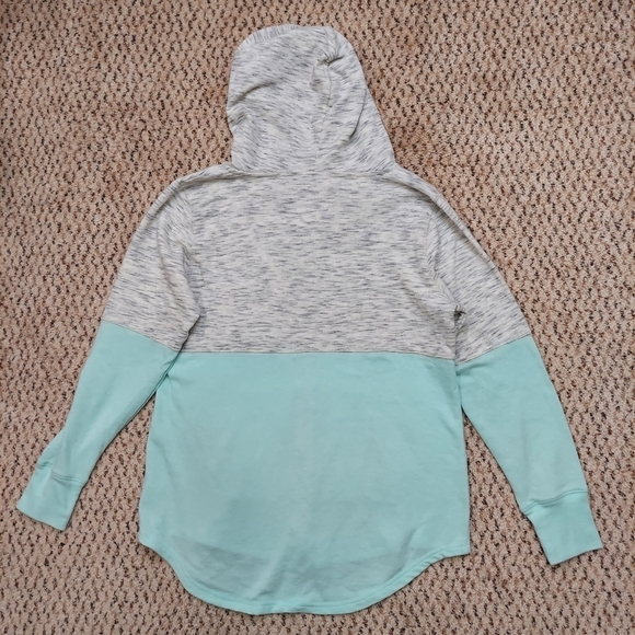 SO Full Zip Hoodie Colorblock Light Gray Heather & Teal Size Large Sweatshirt - Picture 14 of 14